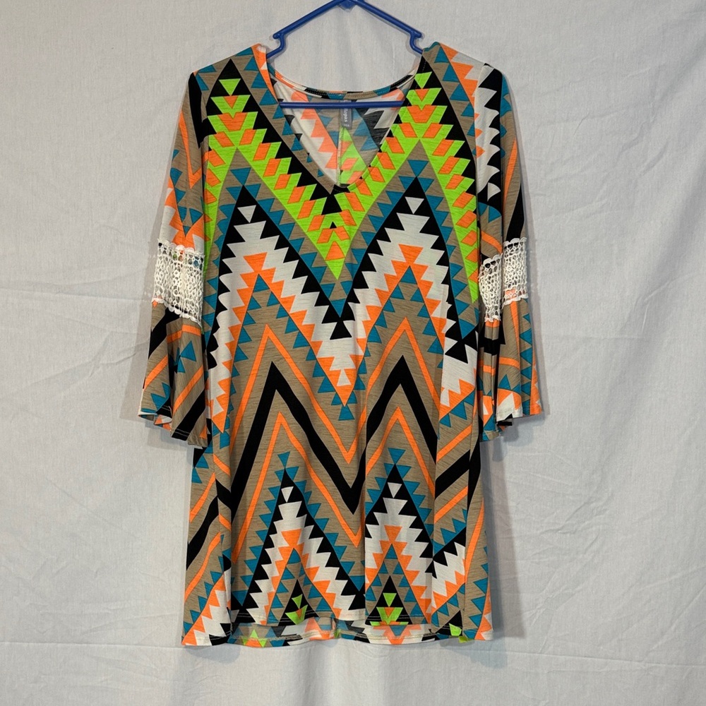 La Ropas Colorful Geometric Pattern Dress